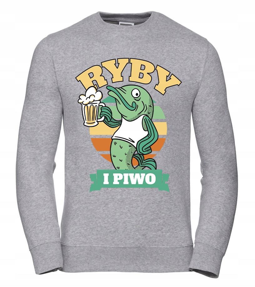 Pánská Mikina Ryby a pivo Šedá Dárek pro rybáře Ryby pro chlapa