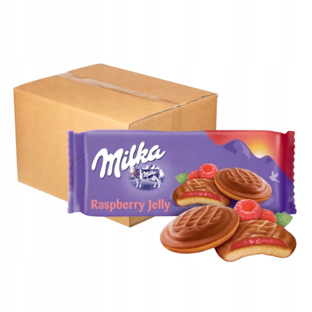 Milka Choco Jaffa Biszkopty z galaretką o smaku malinowym 147 g x 24 sztuk