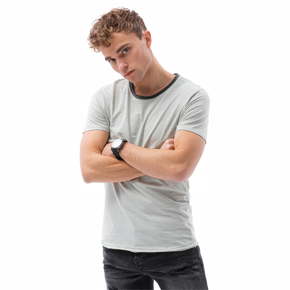 

T-shirt męski bawełniany S1385 jasnoszary XXL