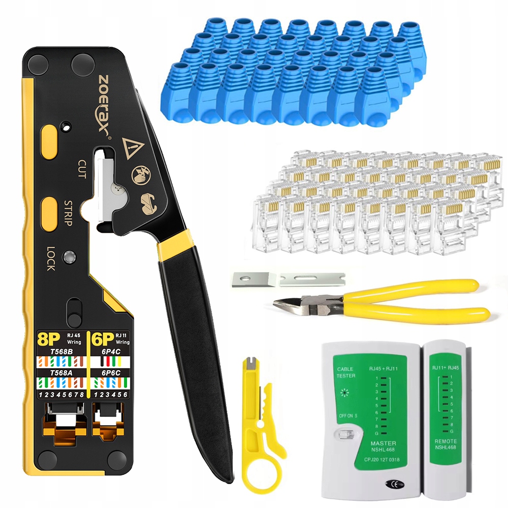 Sada Síťových Nástrojů Pro Konektory RJ45 Tester Svorka Stahovák Pouzdro
