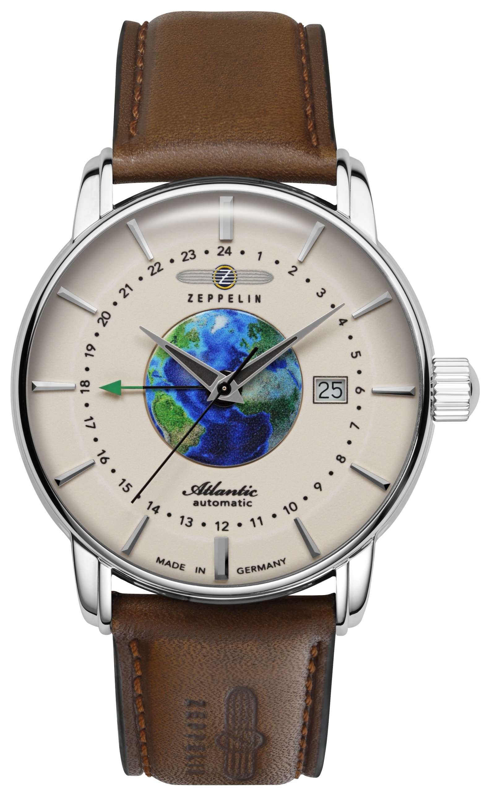 Pánské hodinky Zeppelin 8468-5 Atlantic Automatic hnědé barvy