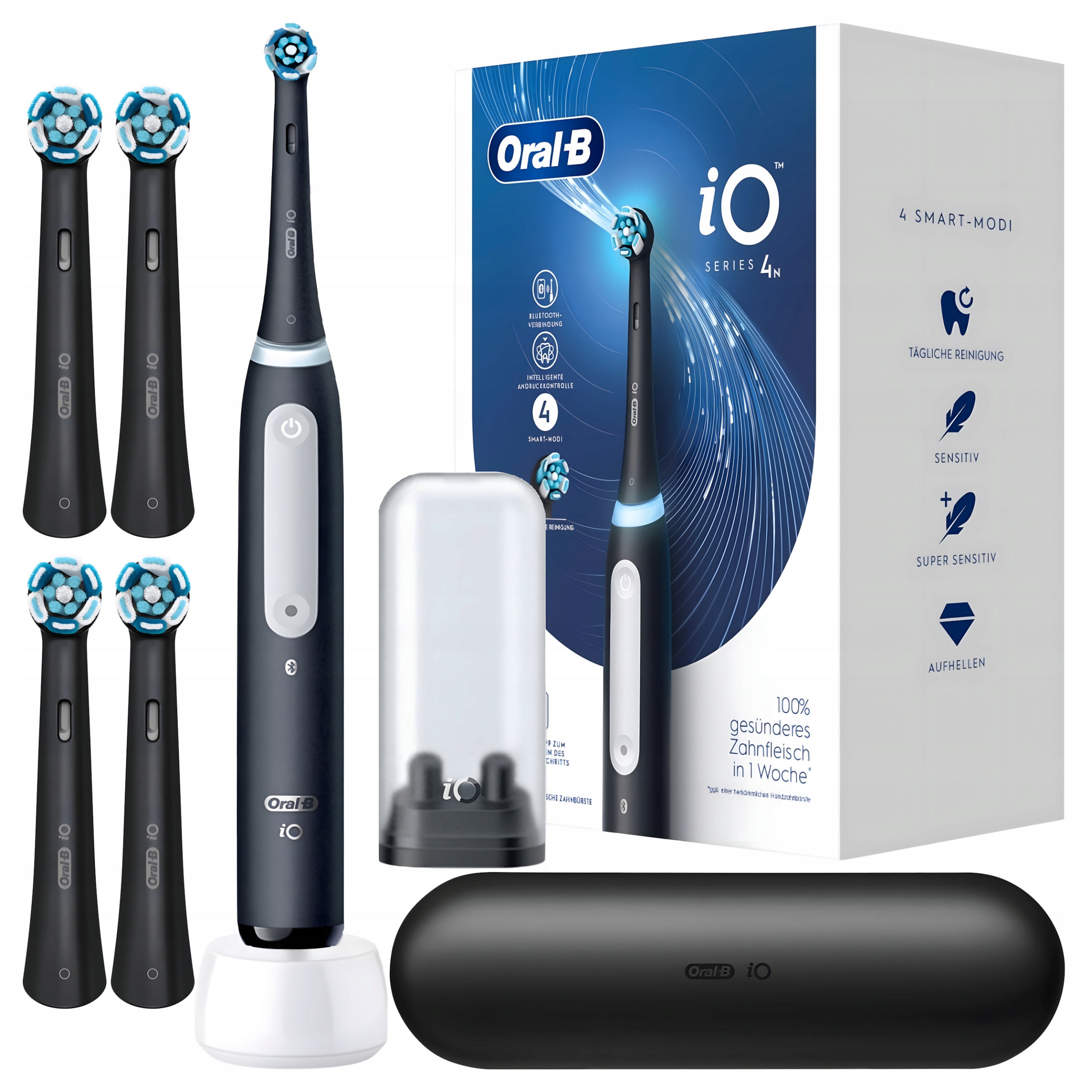 Oral-B iO Series 4 Matt Black Elektryczna Szczoteczka do Zębów Etui, Zestaw