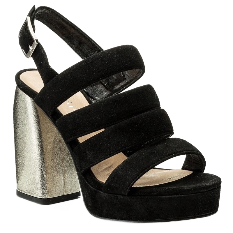 Eva Minge Dámské Sandály Černé Kožené 40 3U1G6* 40 3_1