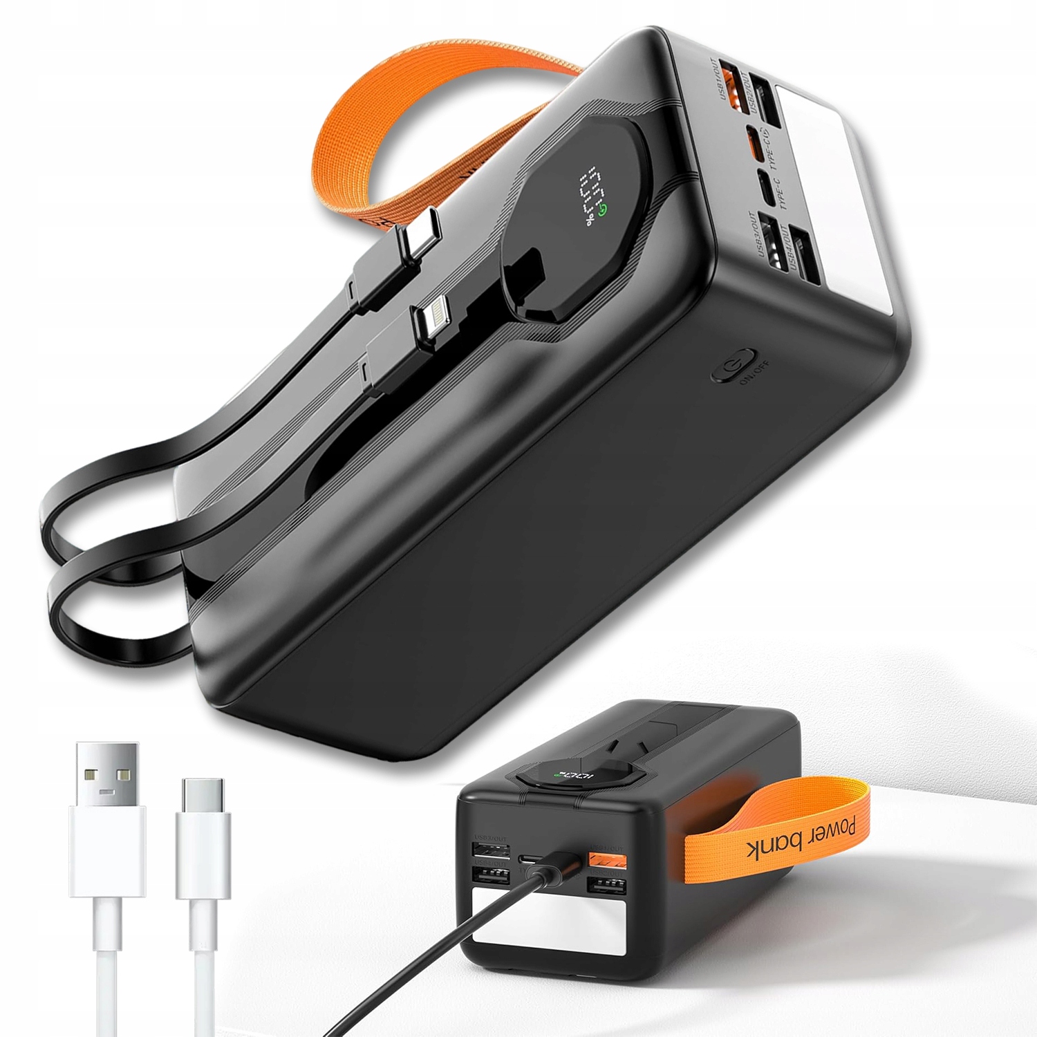 Powerbank Power Bank 80000MAH Usb-a Mocny Turbo Charging Z Latarką