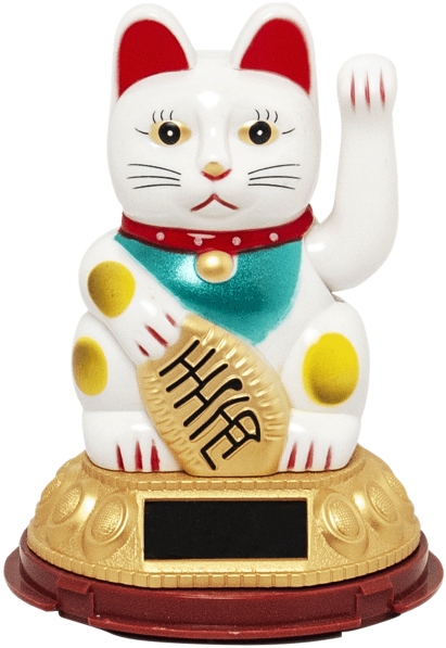 

Kot szczęścia Maneki-neko solarny, biały 12cm
