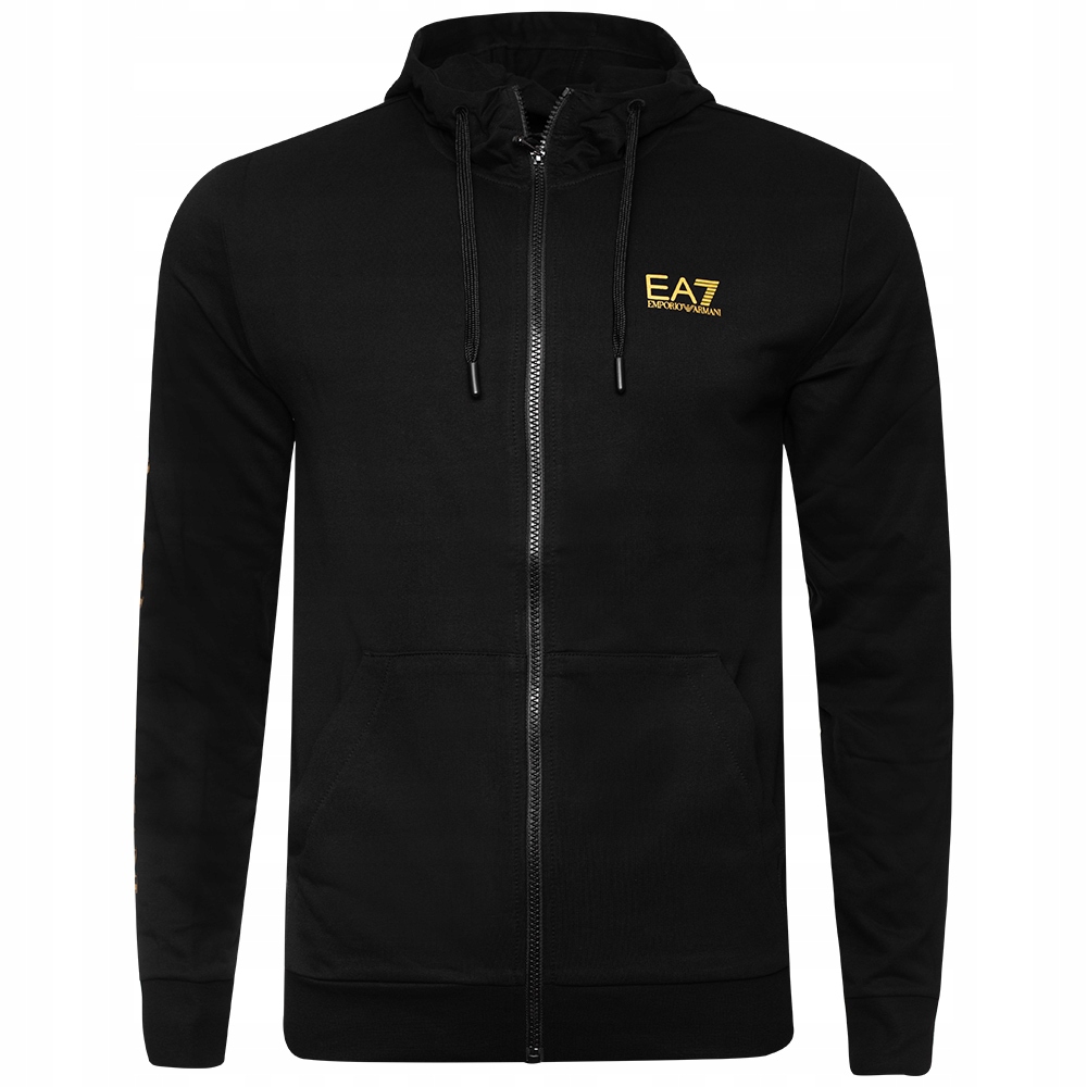 EA7 Emporio Armani Mikina S Kapucí Černá Pánská Gold 8NPM13 Originál Dárek L