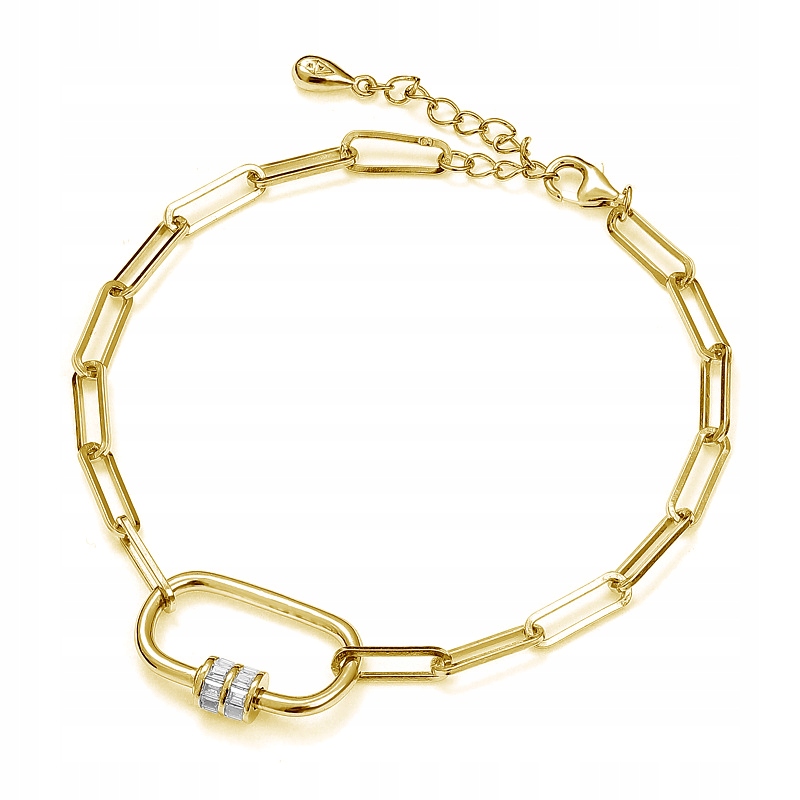 Stříbrný Ag 925 náramek pozlacená ovál B05119