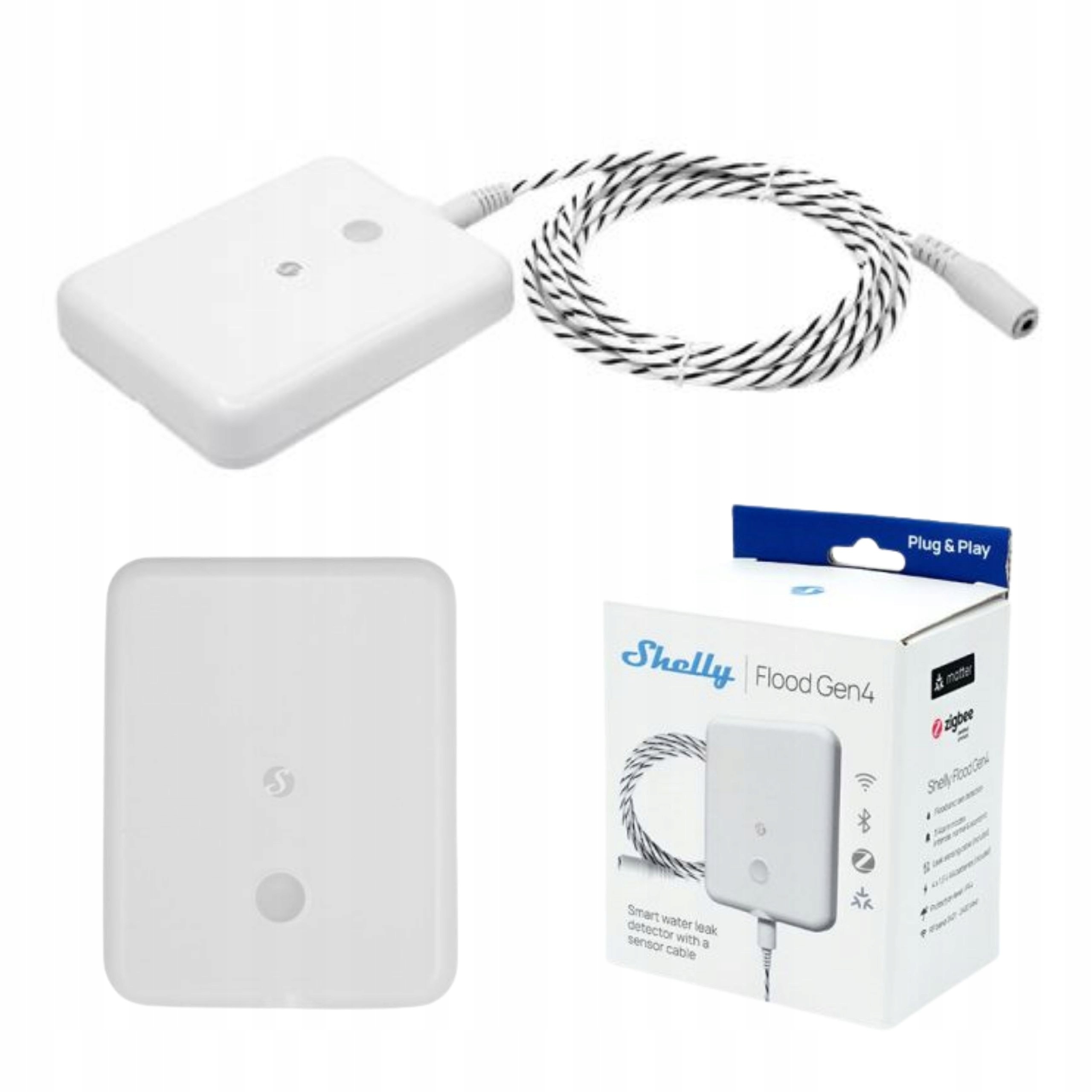Inteligentní senzor zaplavení Shelly Flood Gen4 WiFi Bluetooth Zigbee Matter