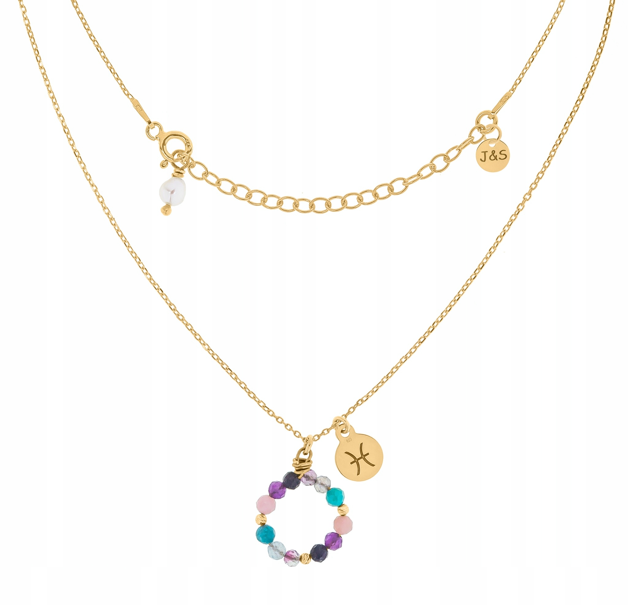 Náhrdelník Znamení Zvěrokruhu Ryby Ametyst Stříbro 925