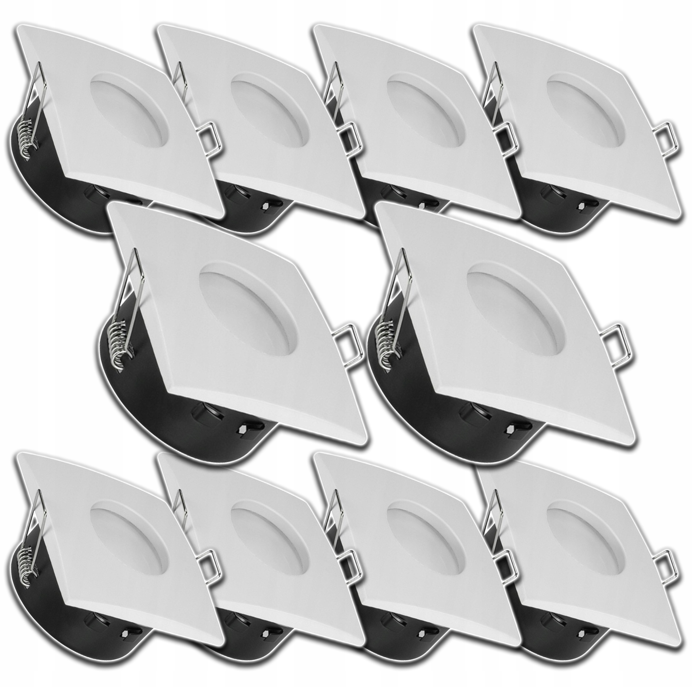 10xBÍLÁ Objímka Čtverec Hermetická Voděodolná Pro Podbití Strop Halogen