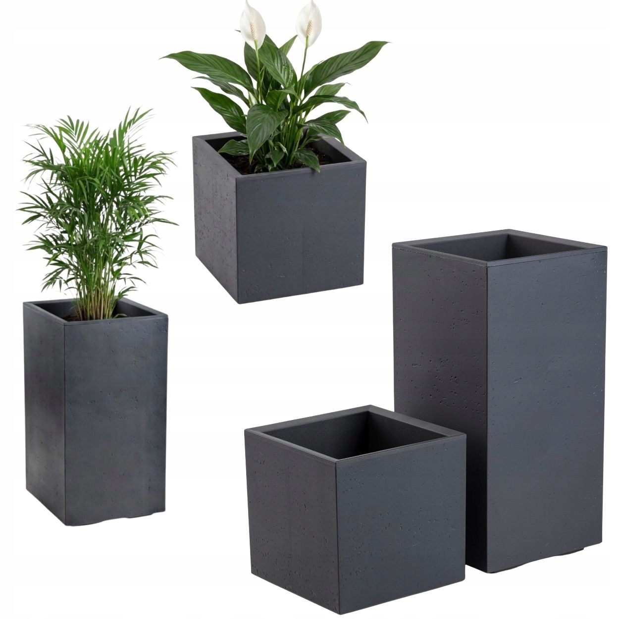 Set Donic Na Kolieskach imitácia betónu grafitová Slim štvorcová loft tyč