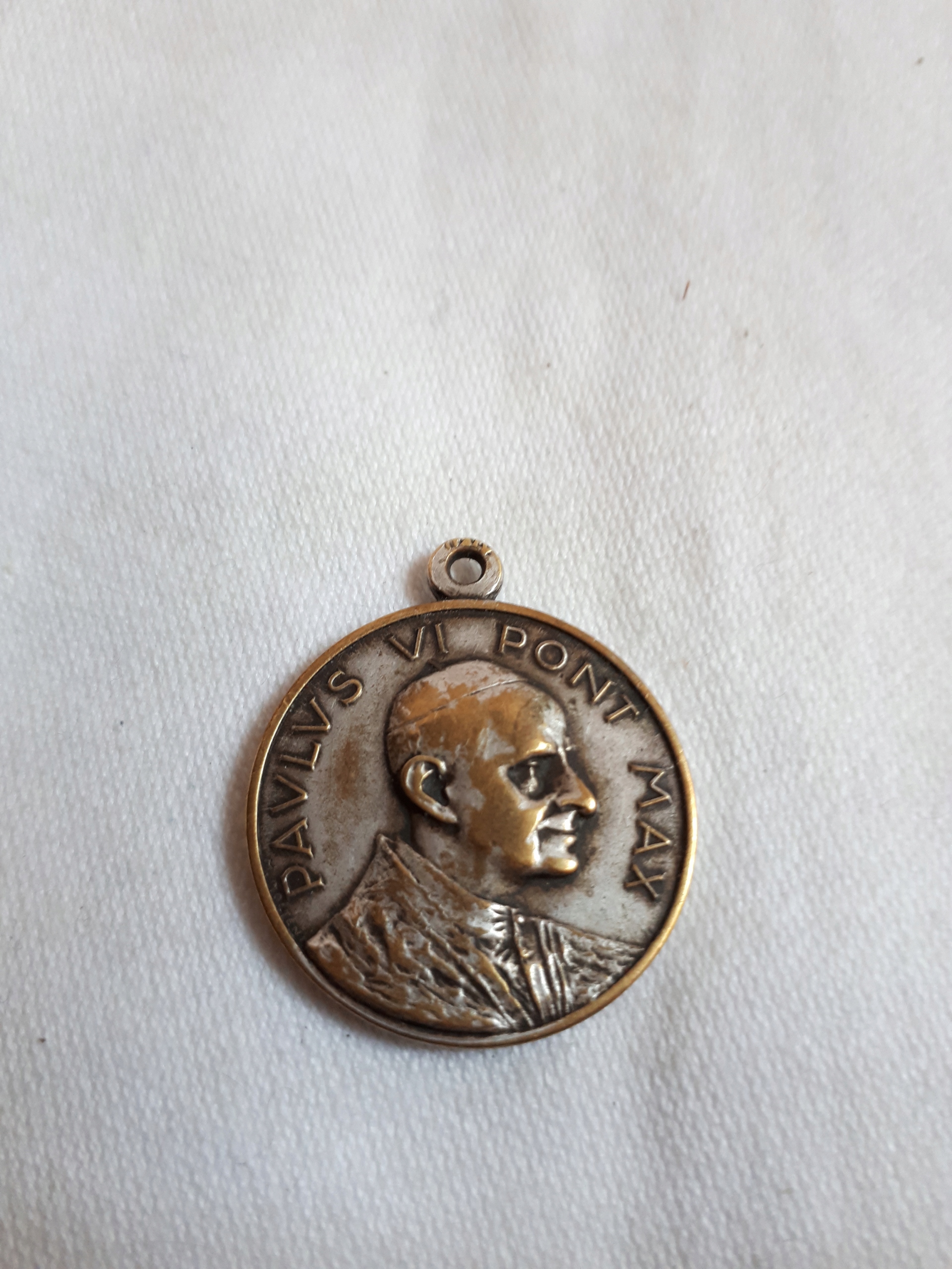 Medal wisior Paweł VI papa mosiądz plater medalik