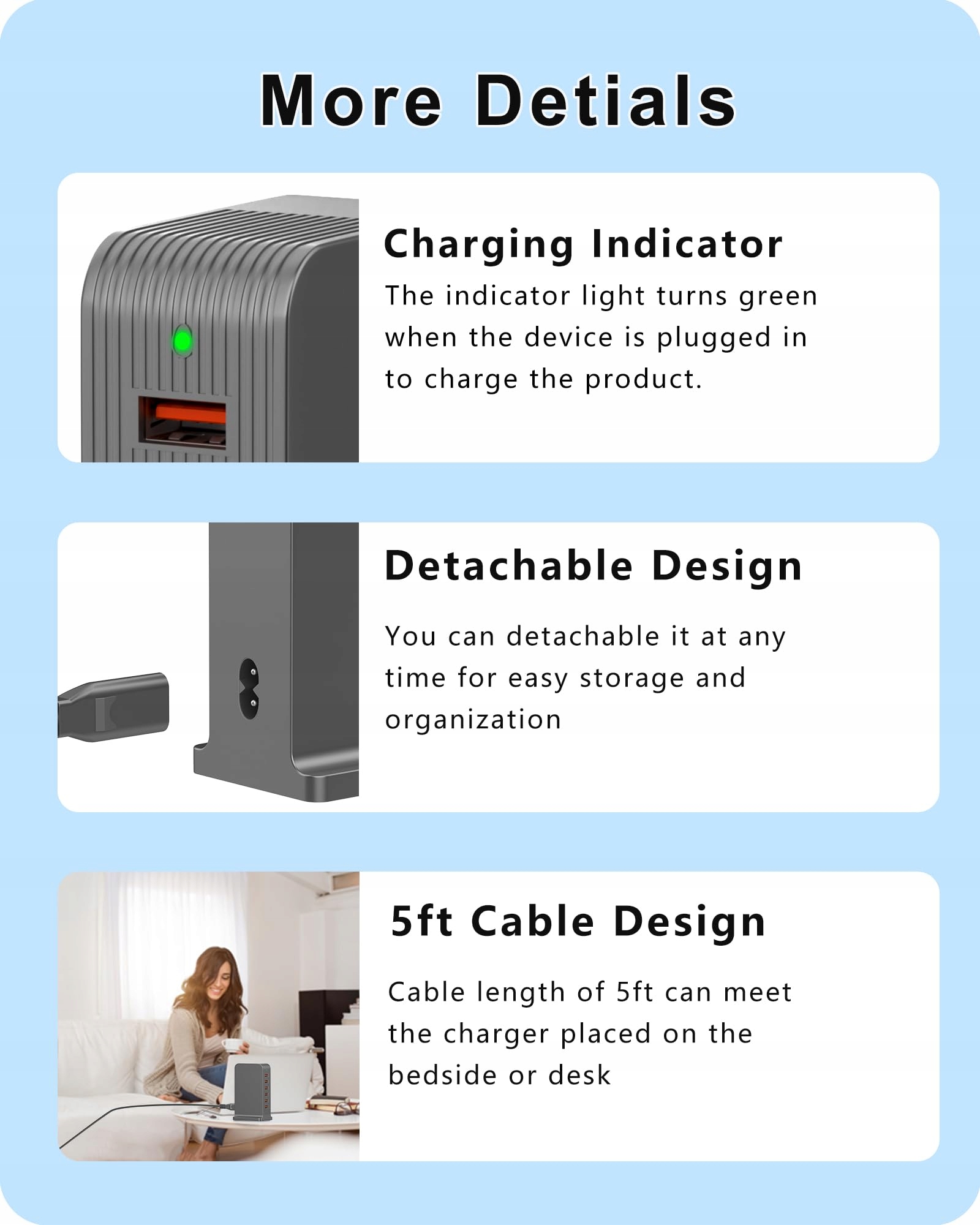 POANES Ładowarka USB 50W 6 Portów Stacja Dla iPhone Android Huawei HTC LG — miniatura 7