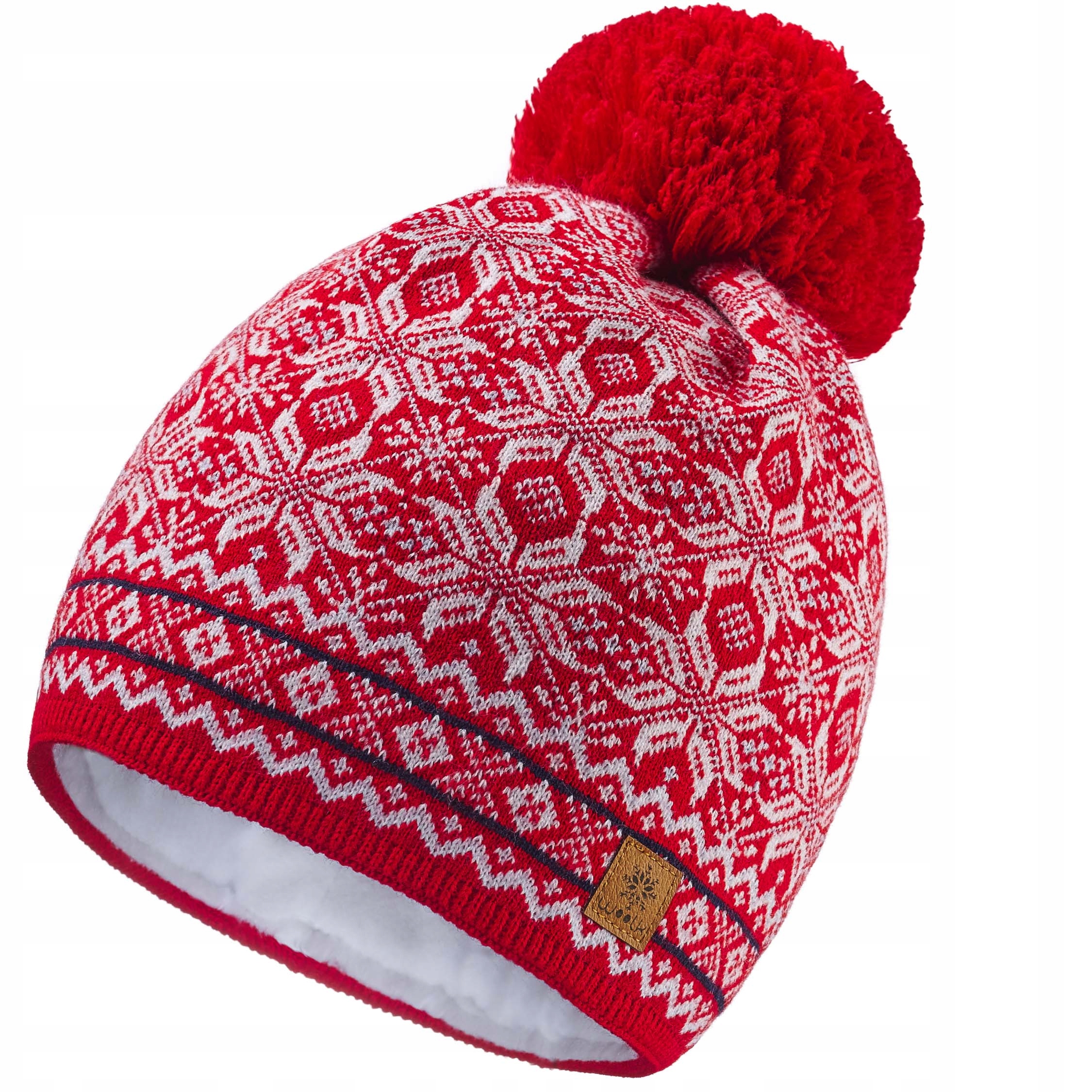 

Zimowa Czapka z Pomponem Skandynawska Czerwona