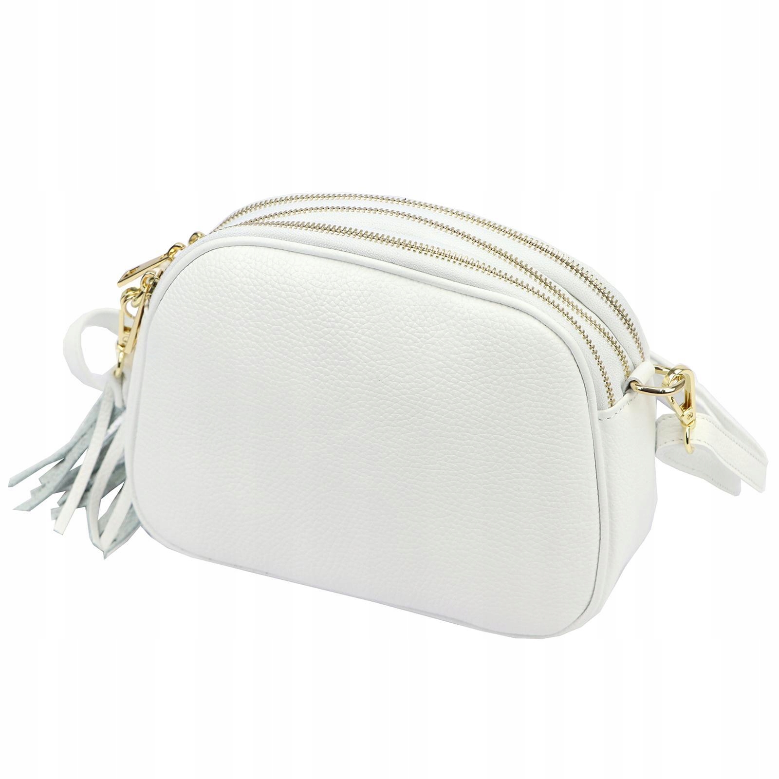 Torebka skórzana damska przewieszka crossbody Luka Dollaro biała