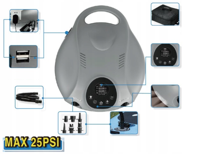 Elektryczna pompka Sup Kormoran Pro 25PSI akumulatorowa 768C