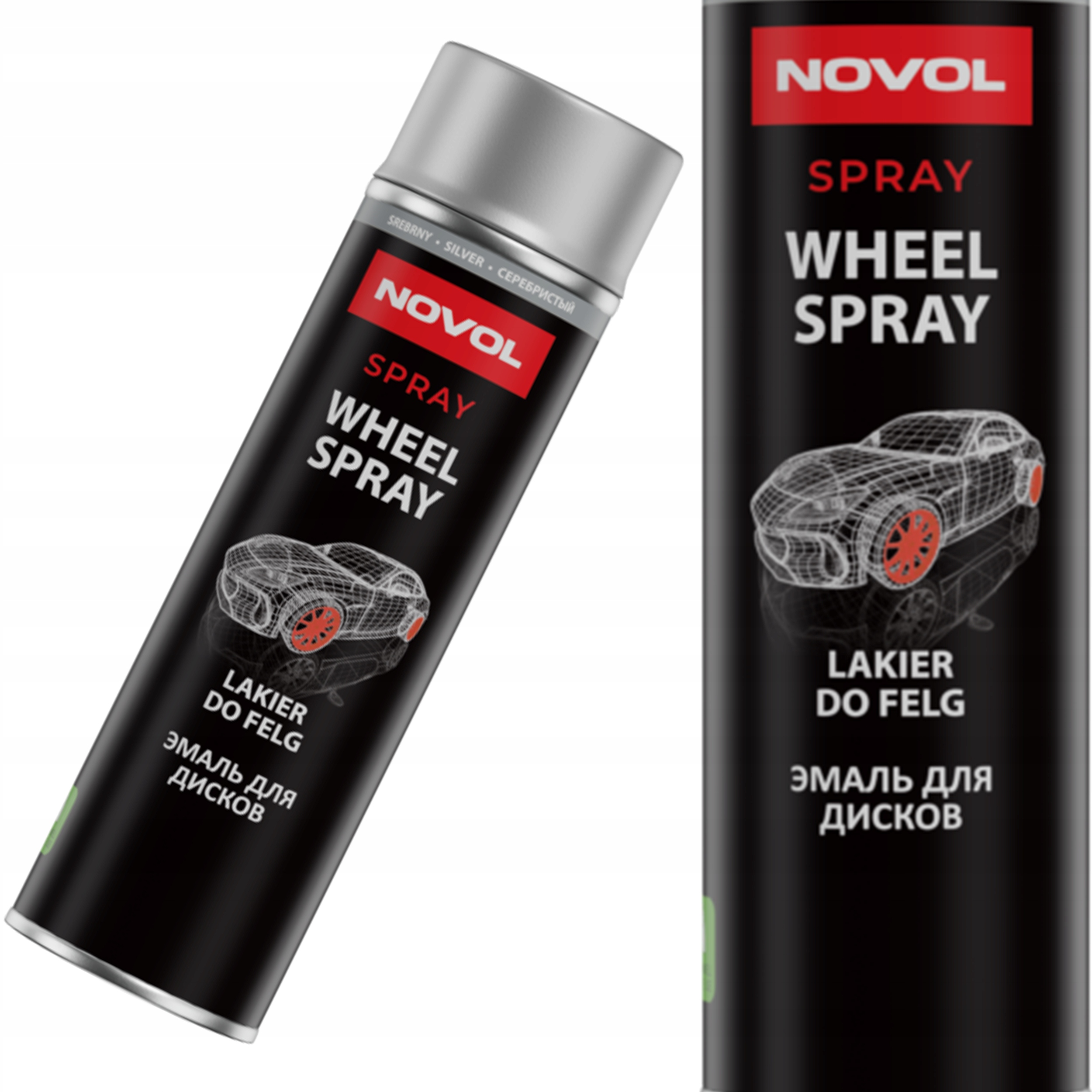 Lakier akrylowy do felg i kołpaków Srebrny spray Novol Wheel Spray 500ml