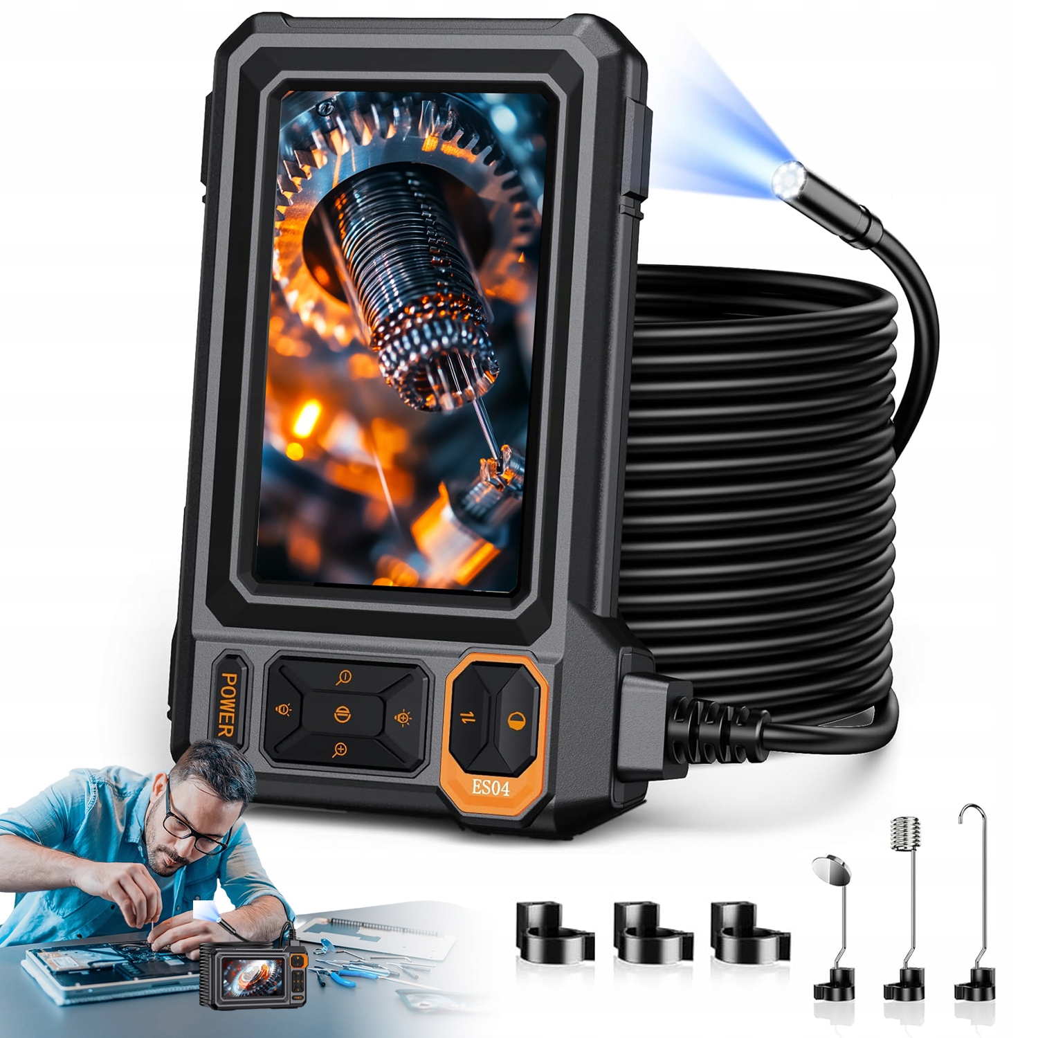 Dílenská Inspekční Kamera Endoskop 5 M Full Hd LCD Pro Trubky Motoru
