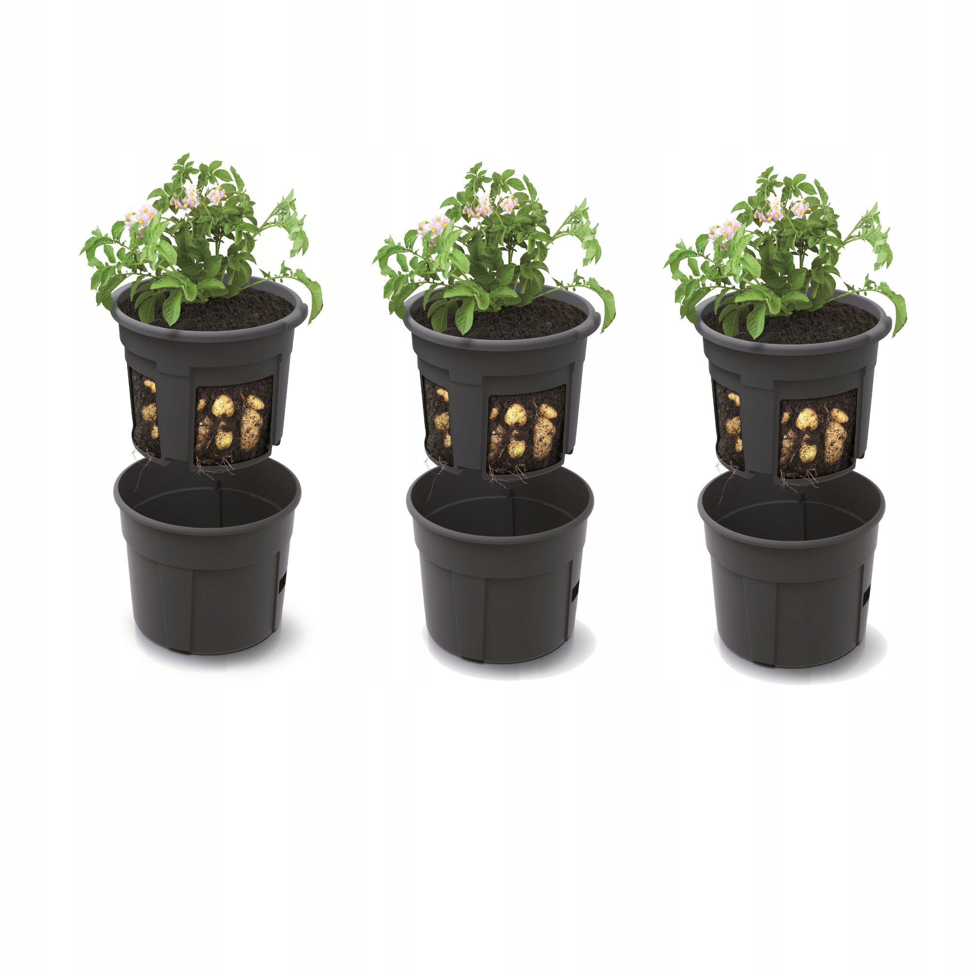 3x Květináč na brambory 40 cm 28 l secí stroj vložka