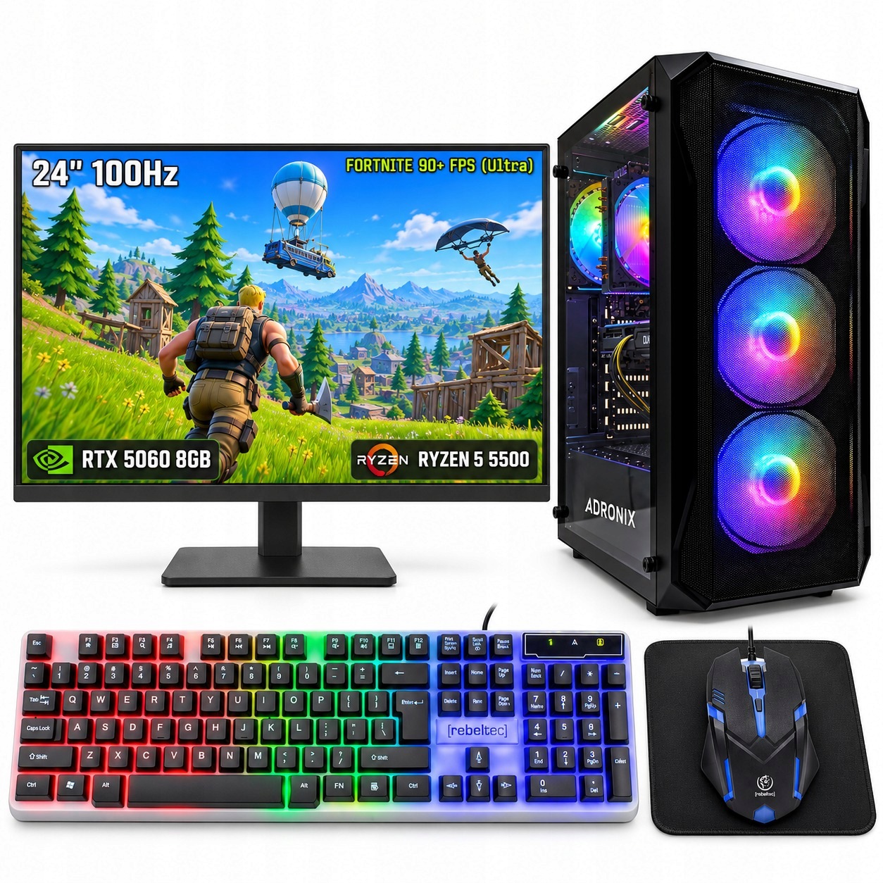 Herní Set Ryzen 5 5500 Rtx 5060 8GB 32GB 1TB WIN11 Monitor 24"