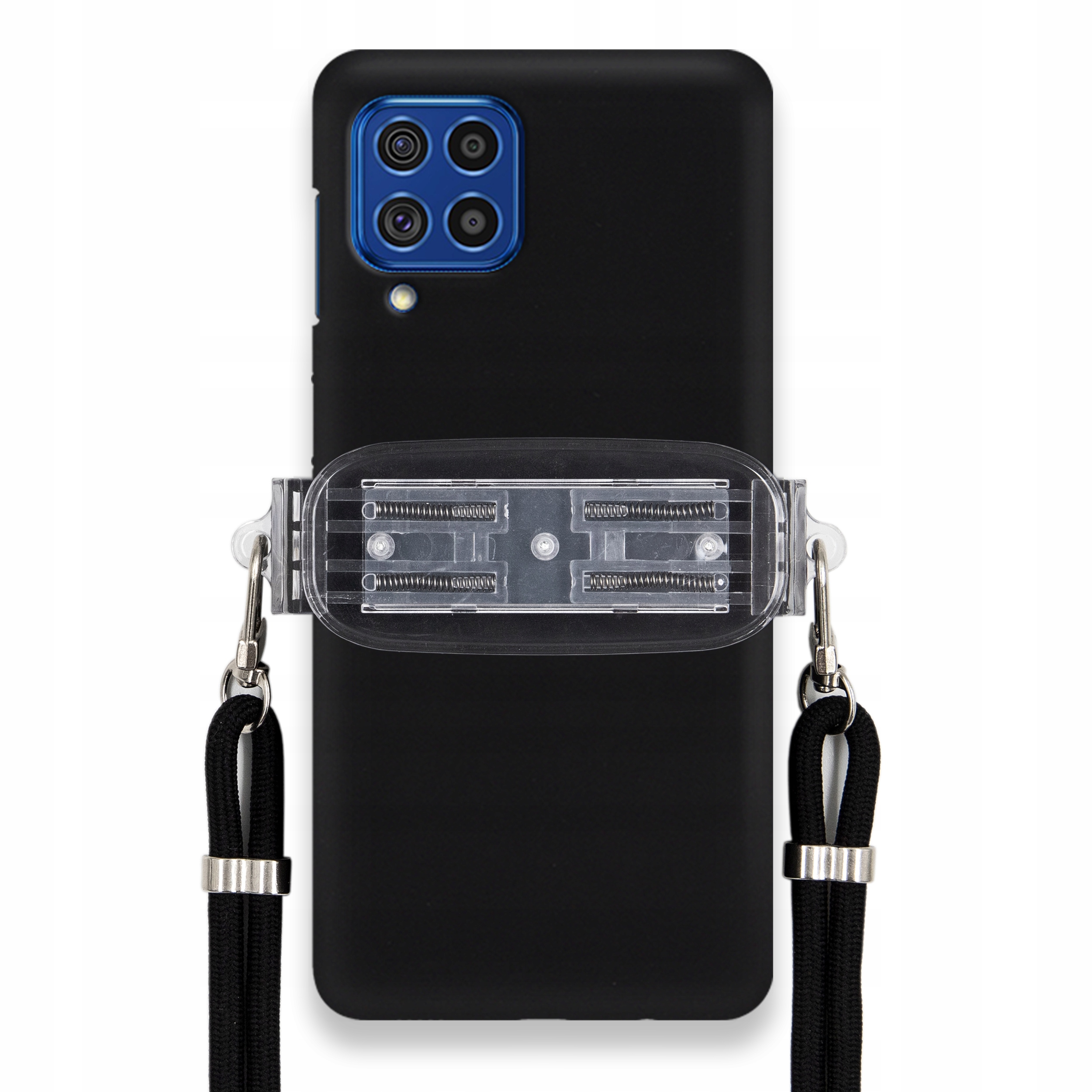 Puzdro Pre Samsung F62 Smooth Case Ochrana Univerzálny Držiak Čierna Šnúrka