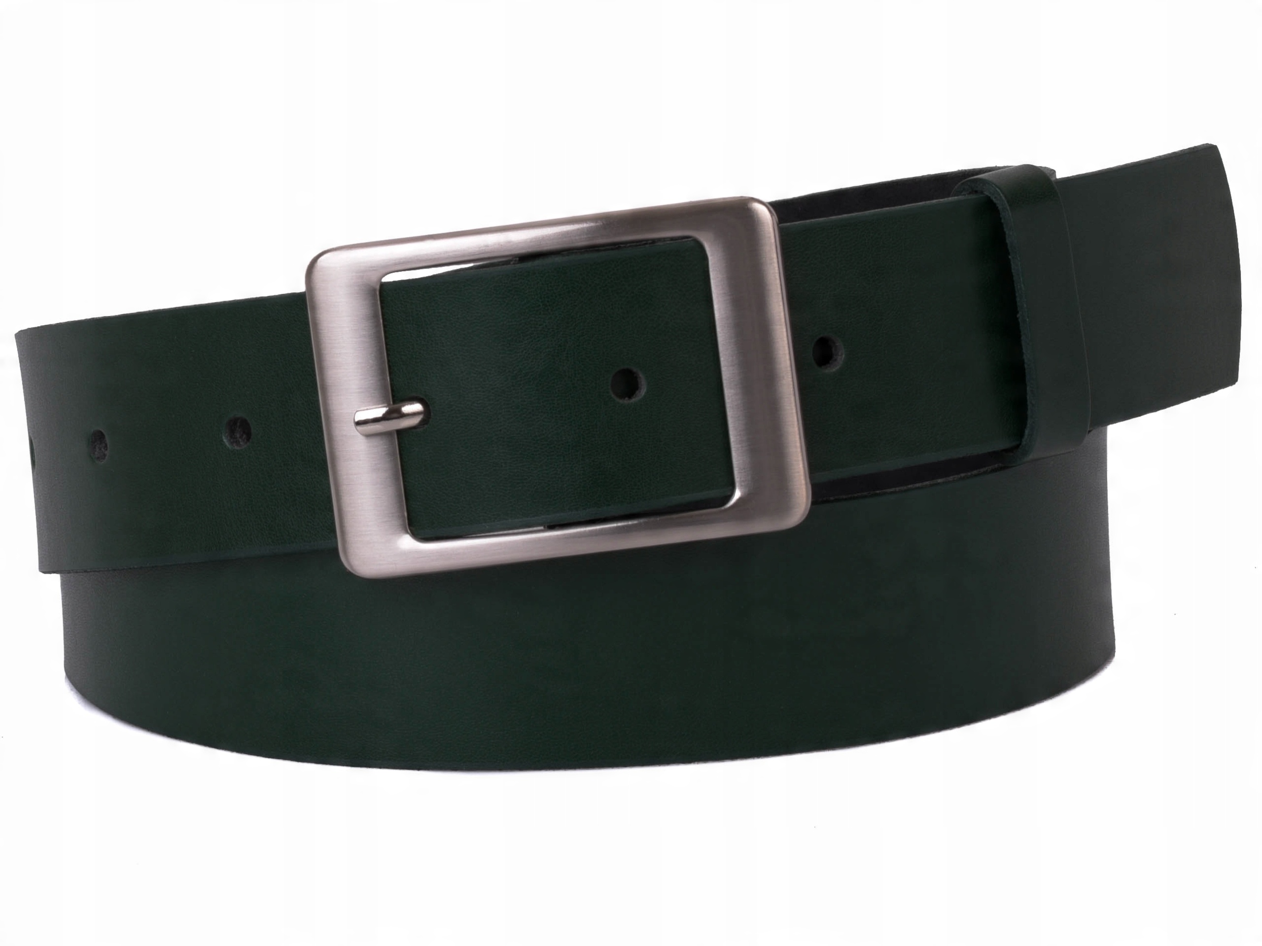 

Damski Skórzany pasek 4cm Butelkowa Zieleń |80obw