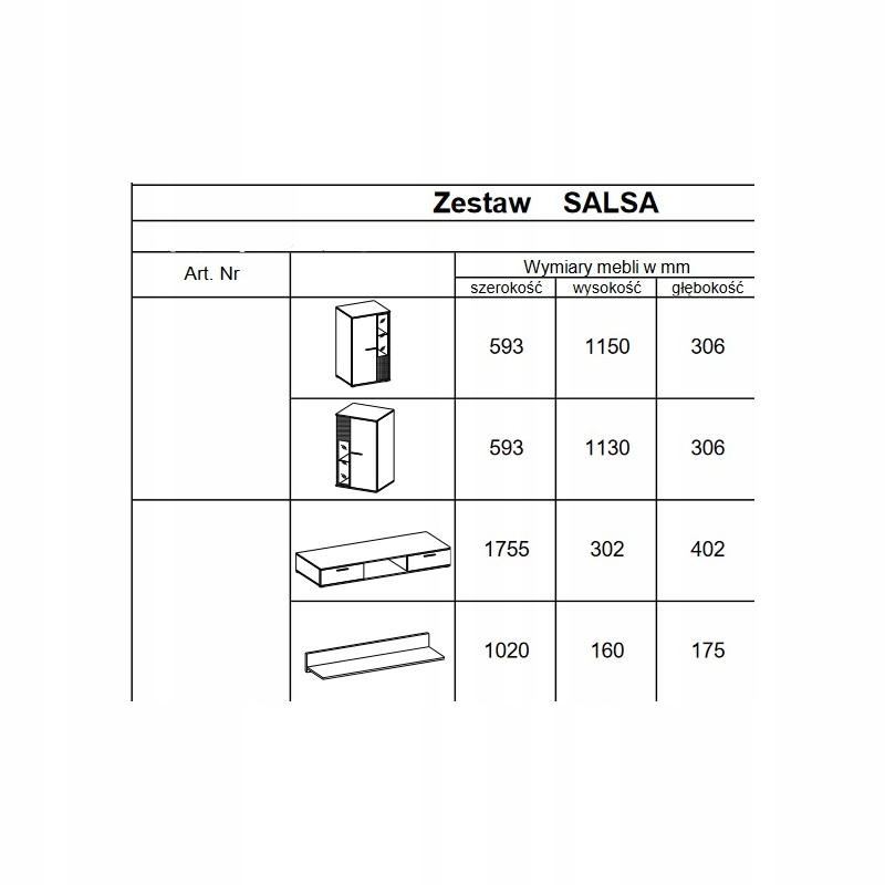 Meblościanka SALSA Dąb Lefkas Marka inna