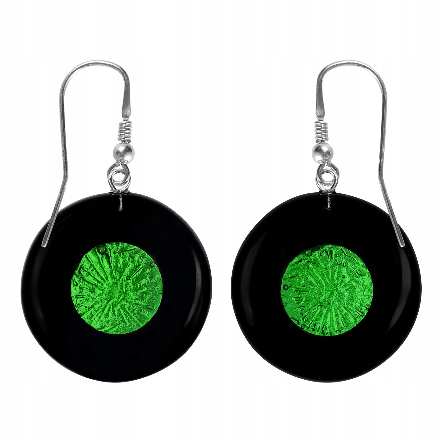 Náušnice černé sklo murano kolečko