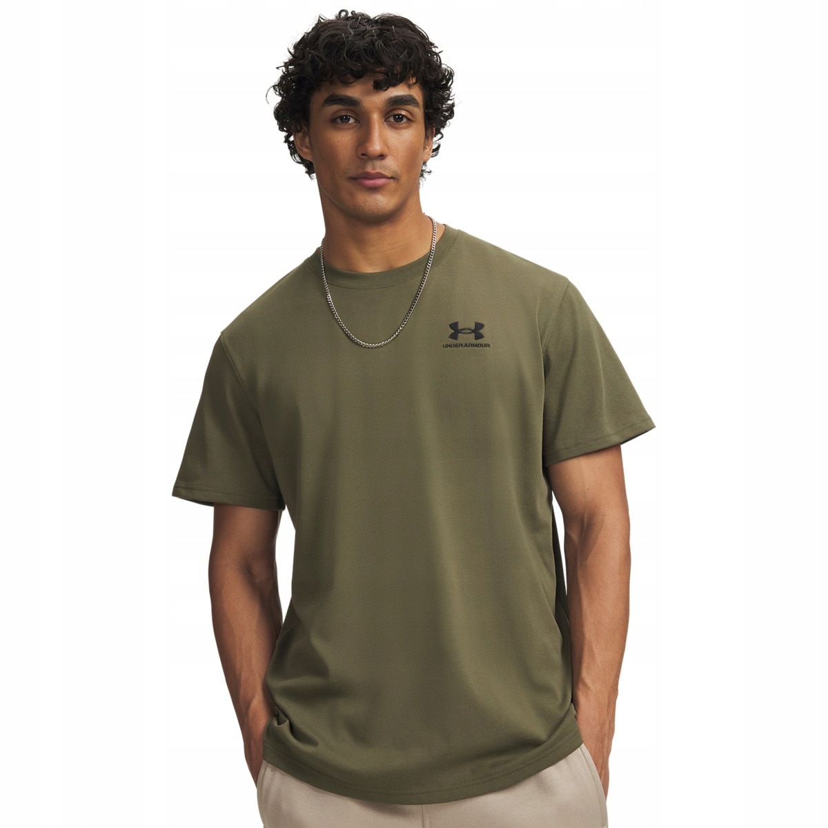 Męski t-shirt z nadrukiem Under Armour Ua Logo Emb Heavyweight Ss Khaki M