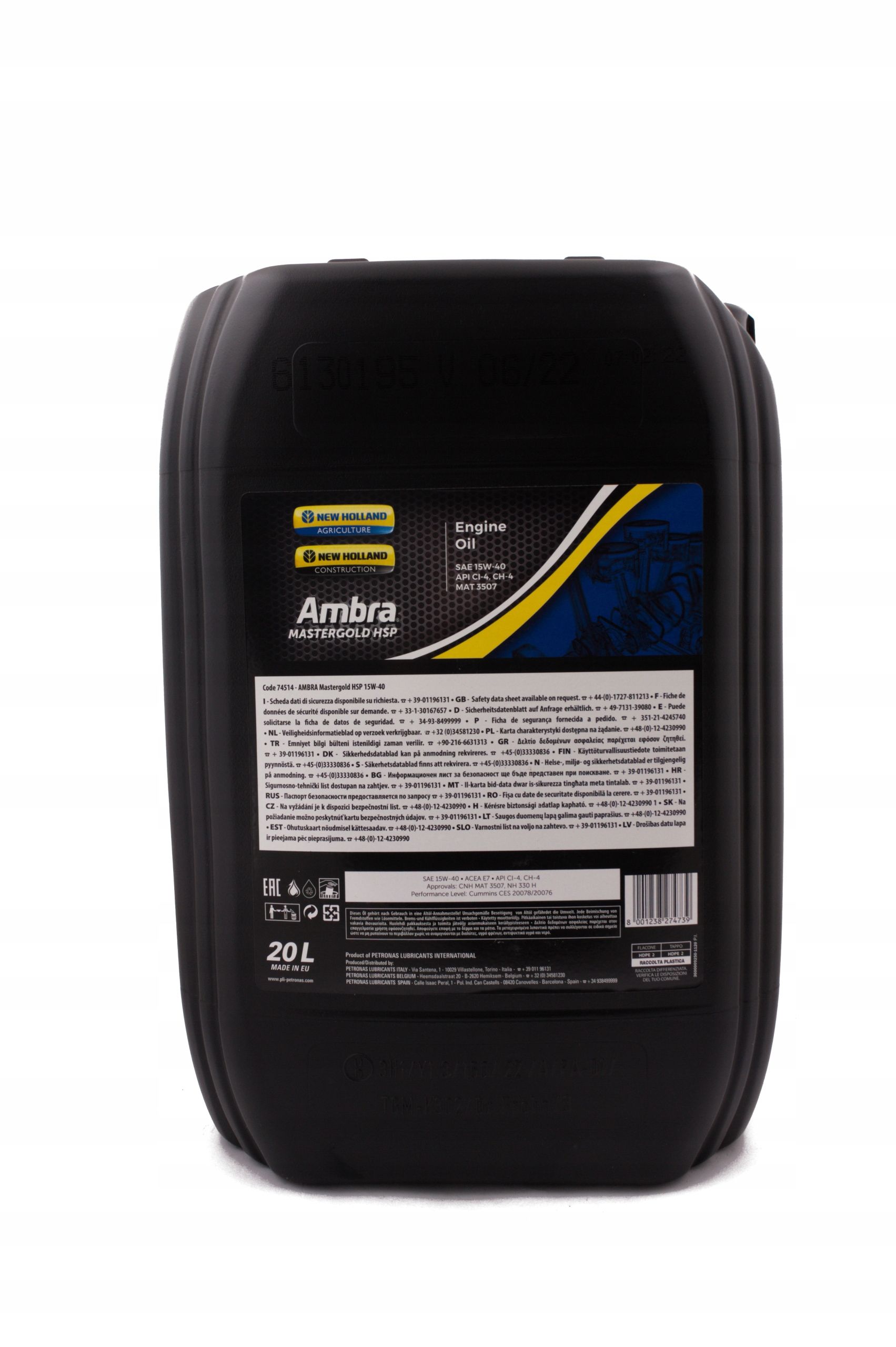 OLEJ SILNIKOWY AMBRA MASTERGOLD HSP 15W40 20 L Pojemność opakowania 20 l
