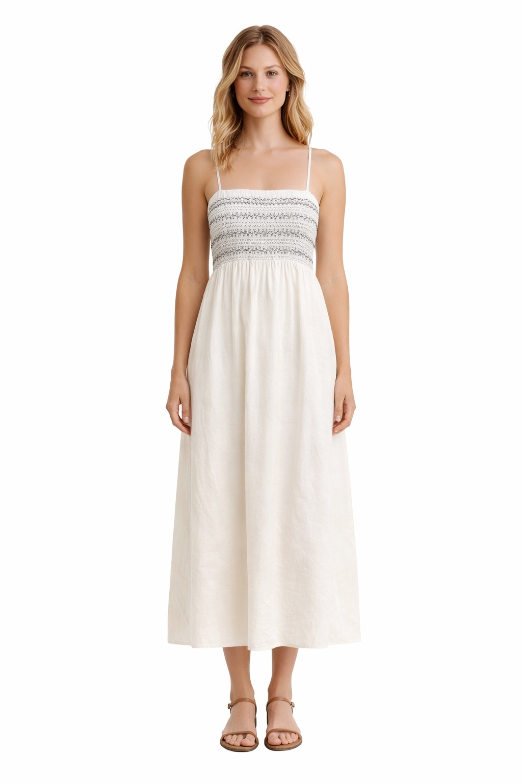 Bílá Šaty Na Ramínka S Výšivkou L 1I4A