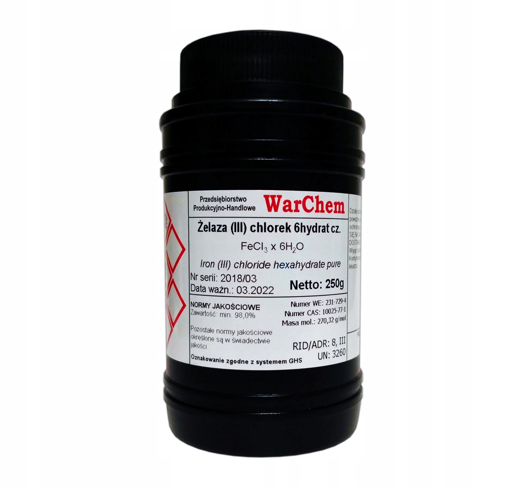 

Chlorek Żelaza (III) 6hydrat czysty 250g Warchem