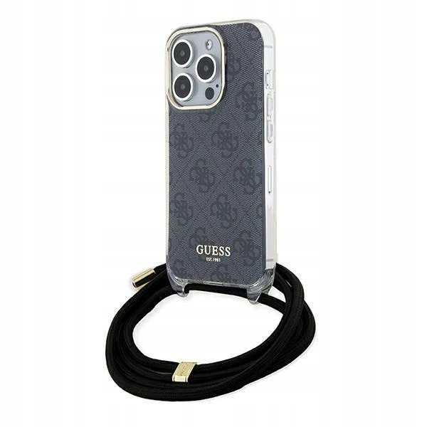 Guess GUHCP15LHC4SEK iPhone 15 Pro 6.1 černý/černý hardcase Crossbody Cord