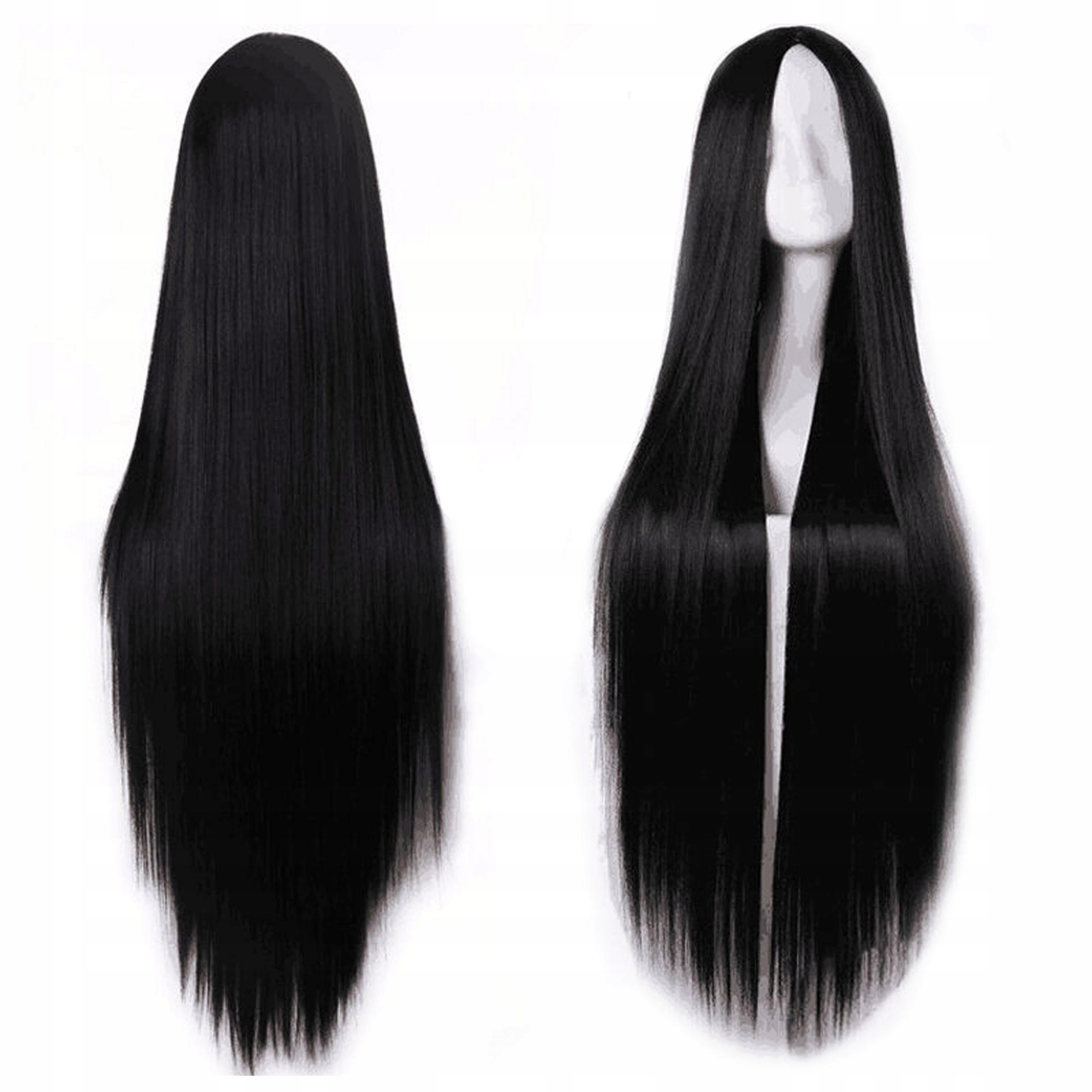 

Czarna Peruka brunetka Proste Włosy cosplay 100 cm