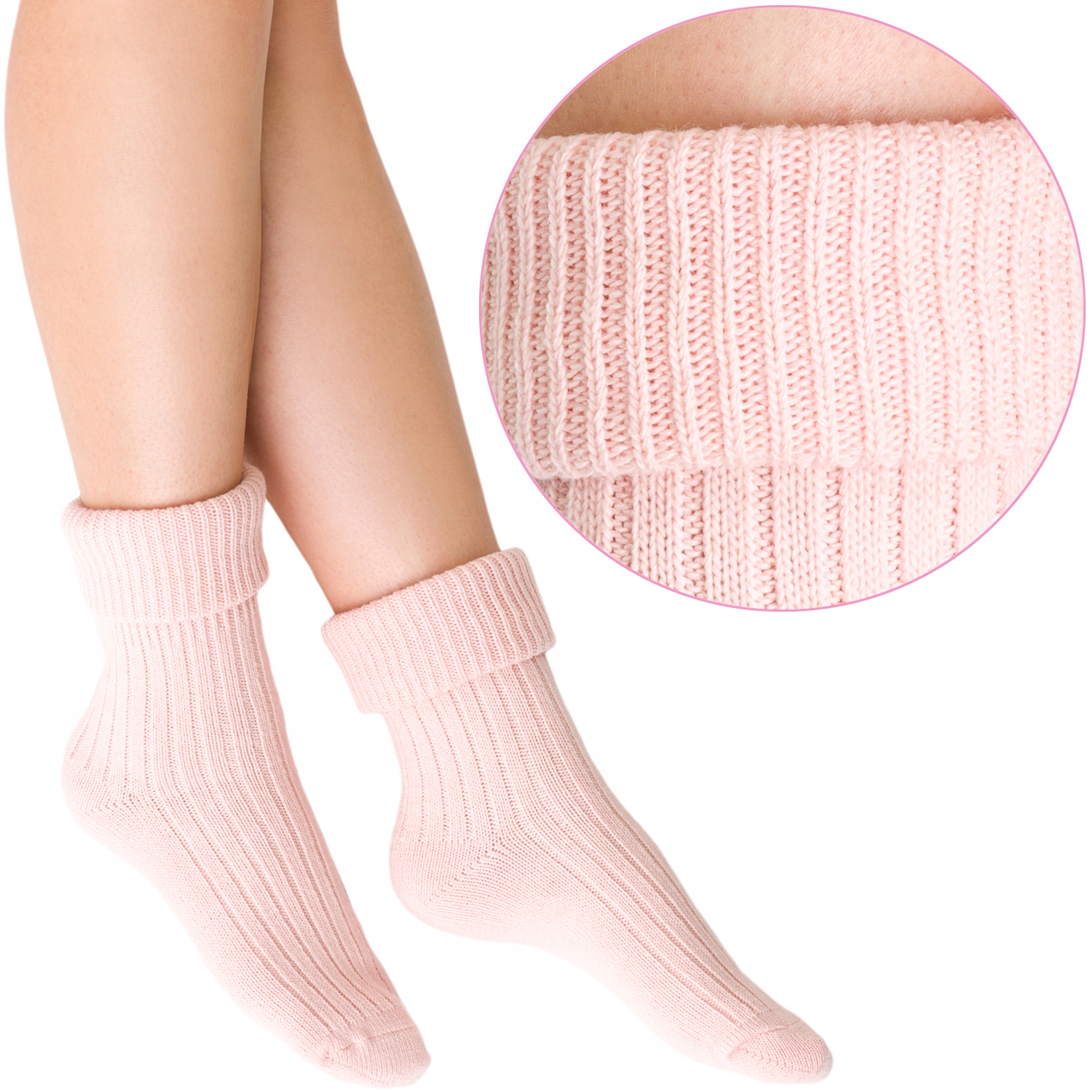 

Steven 067 Wełniane Skarpetki Do Spania róż 38-40