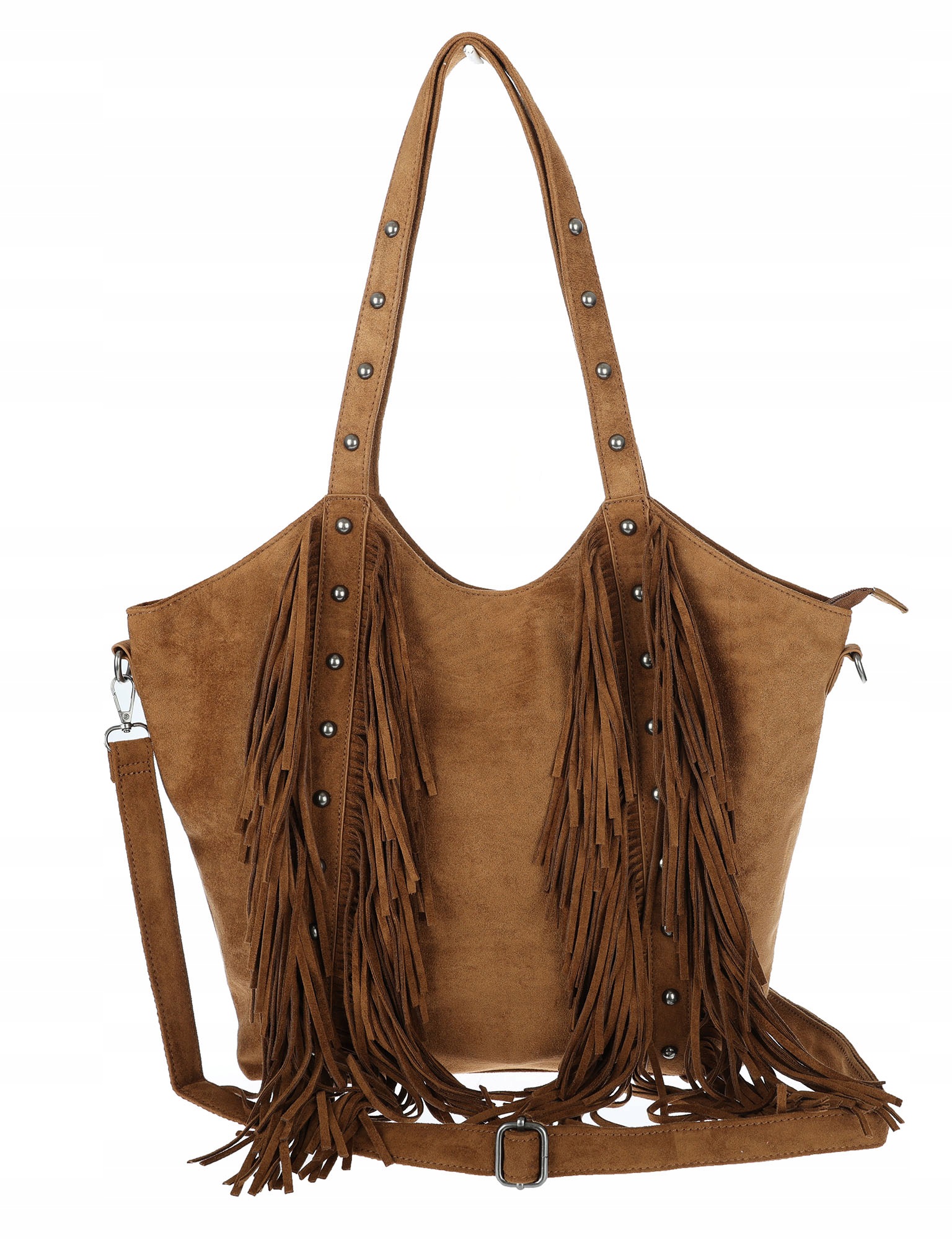 Dámská kabelka Semišové třásně Shopper Taška přes rameno L3940 Hnědá
