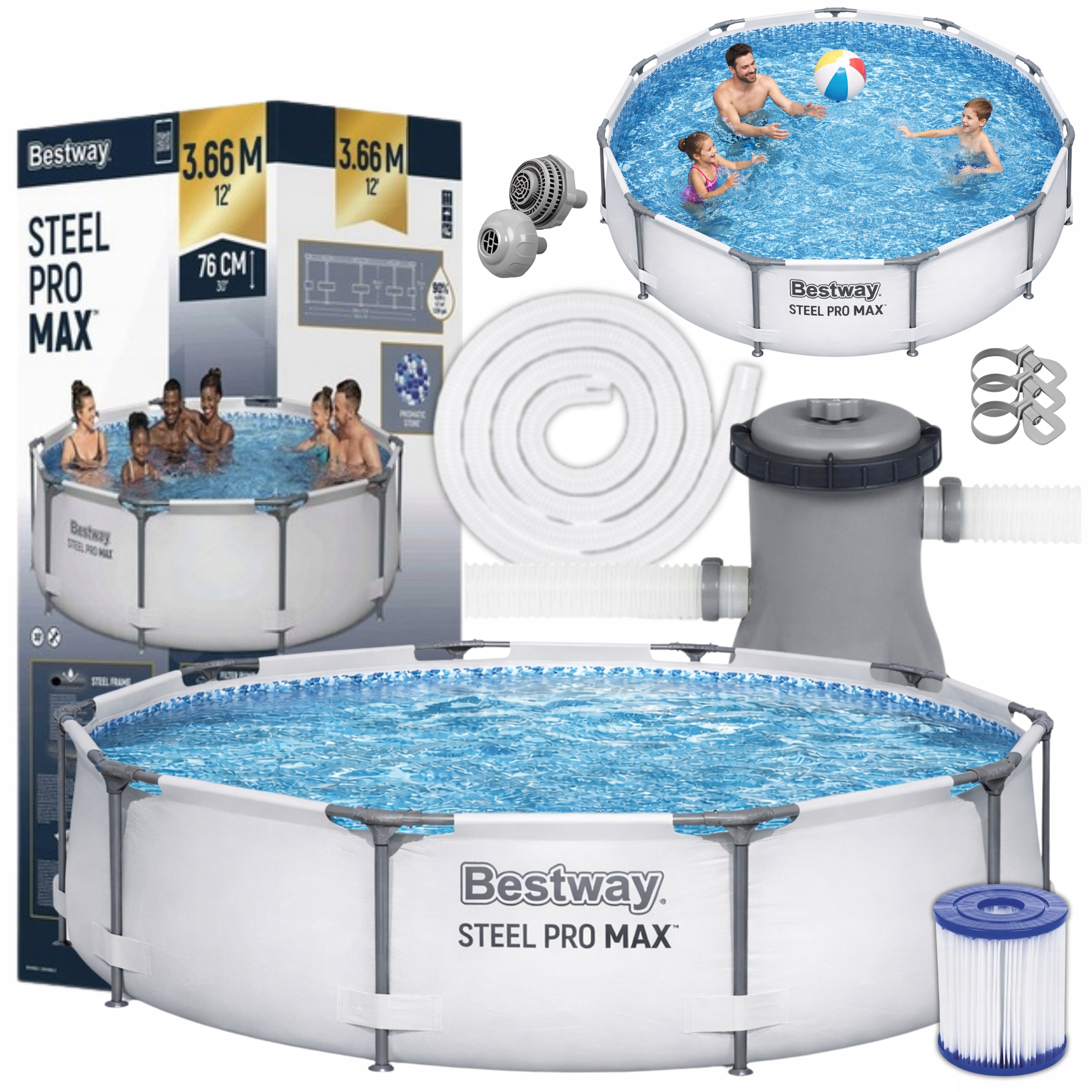 Basen 56416 Ogrodowy Stelażowy 366x76cm Bestway