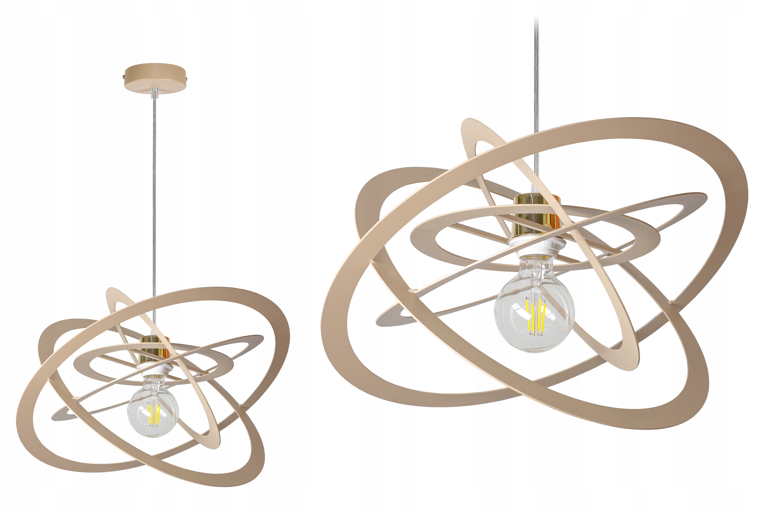 LAMPA SUFITOWA WISZĄCA PLAFON 1XE27 LED BEŻ ECRU EDISON KOPERNIK LOFT