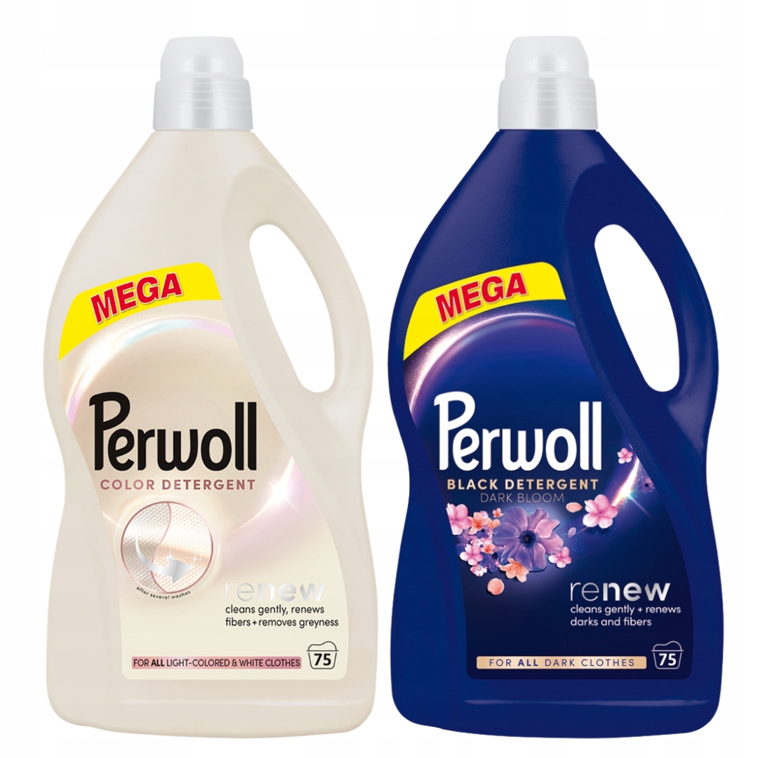 Levně Perwoll Renew Light Colors, Tekutý prací prostředek Dark Bloom 3,75 l (75 praní) x2