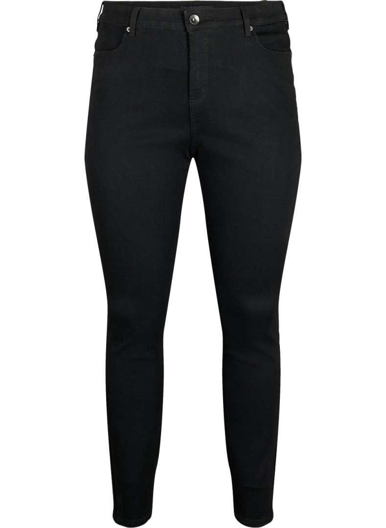 Plus Size Zizzi Černé Džíny Slim Fit Vysoký Pas N82 019A 52
