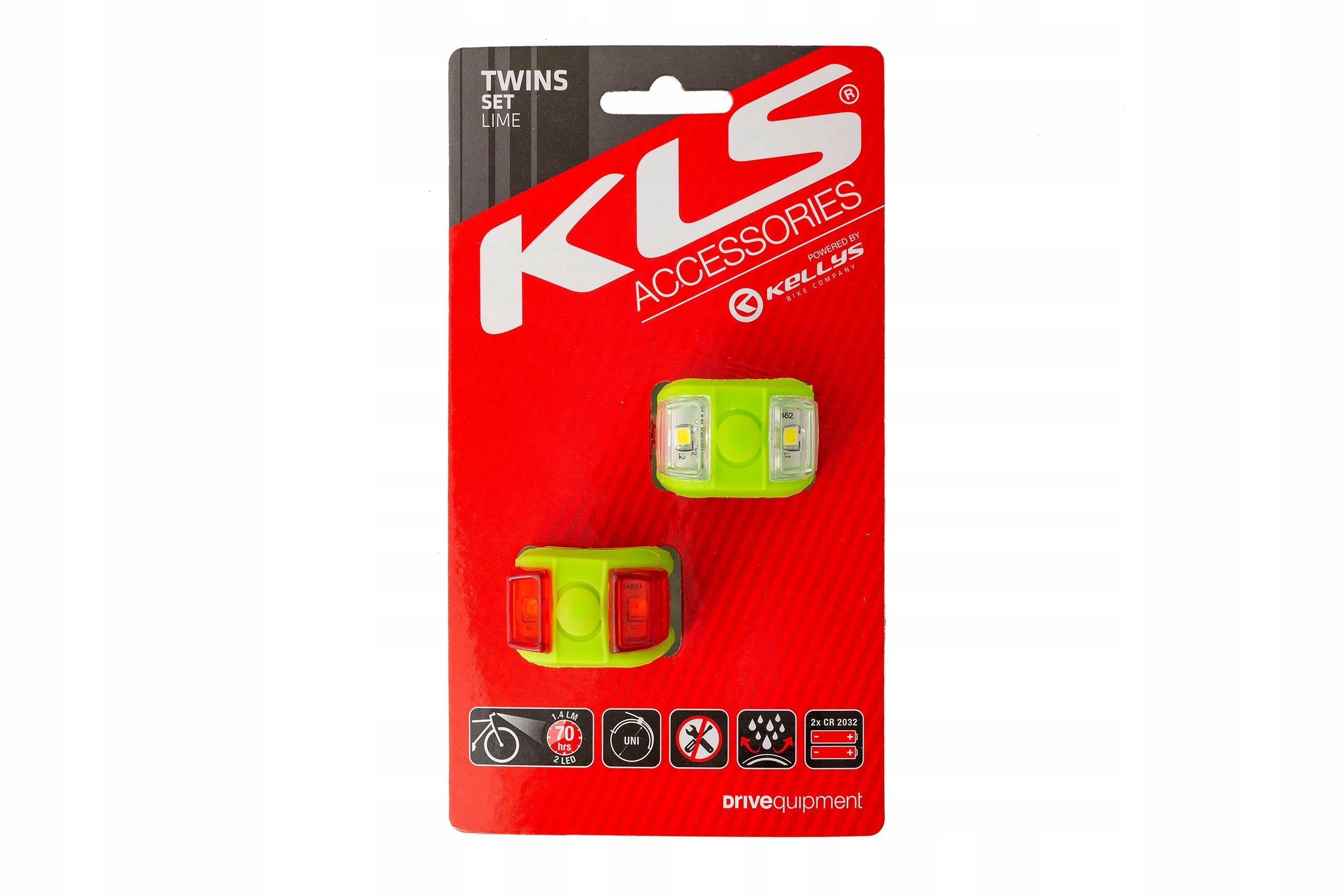 KOMPLET LAMP ROWEROWYCH KELLYS TWINS zielony LED Stan opakowania oryginalne