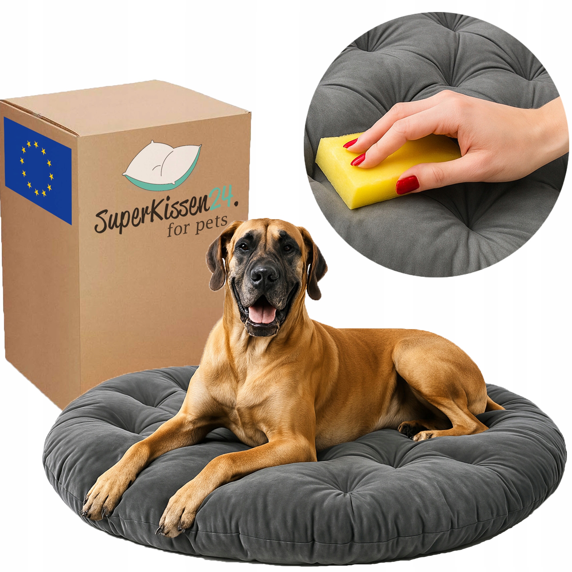 Levně Pelíšek pro psa polštář Sametové pohodlné potah polštář Kokon grafit