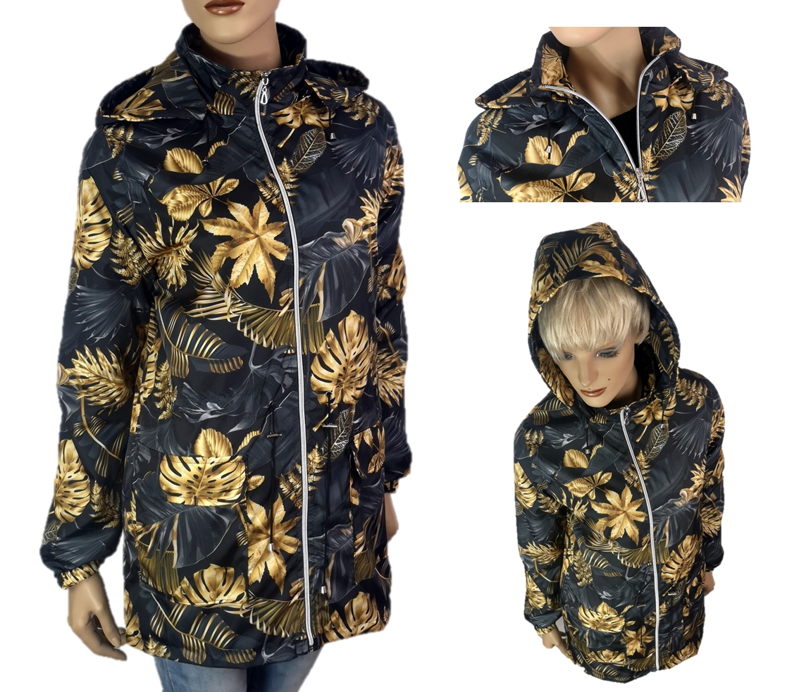 KURTKA PRZECIWDESZCZOWA WIATRÓWKA KWIATY L 40 42 Zapięcie zamek