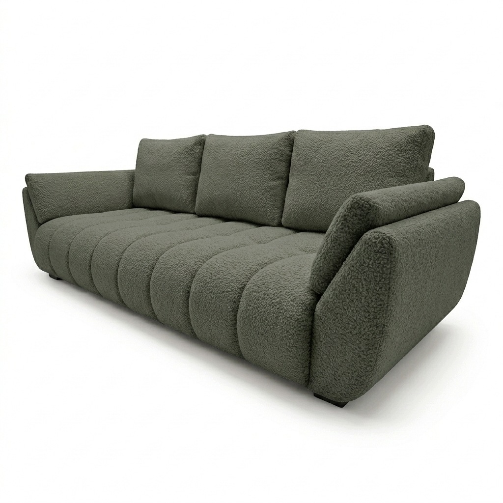Rozkládací pohovka s funkcí spaní a úložným prostorem Faro 248 cm zelená boucle