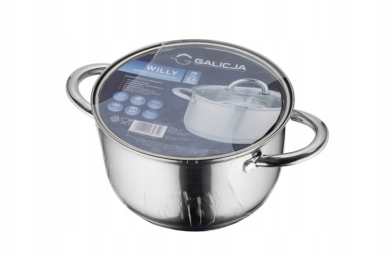 komplet garnków nierdzewnych WILLY 18, 20, 24cm GALICJA Materiał stal nierdzewna
