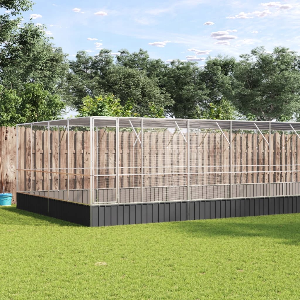 Levně Fionshop 262976112 Voliéra s nástavbou stříbrná 832 x 414 x 212 cm ocel