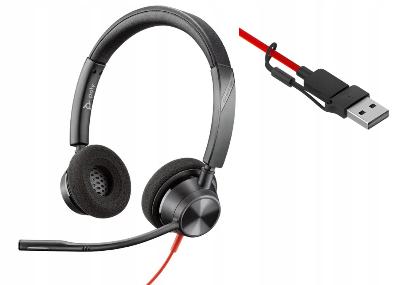 Słuchawki nauszne Hp Poly Blackwire 3320 (8X219AA) Stereo Usb-c/a