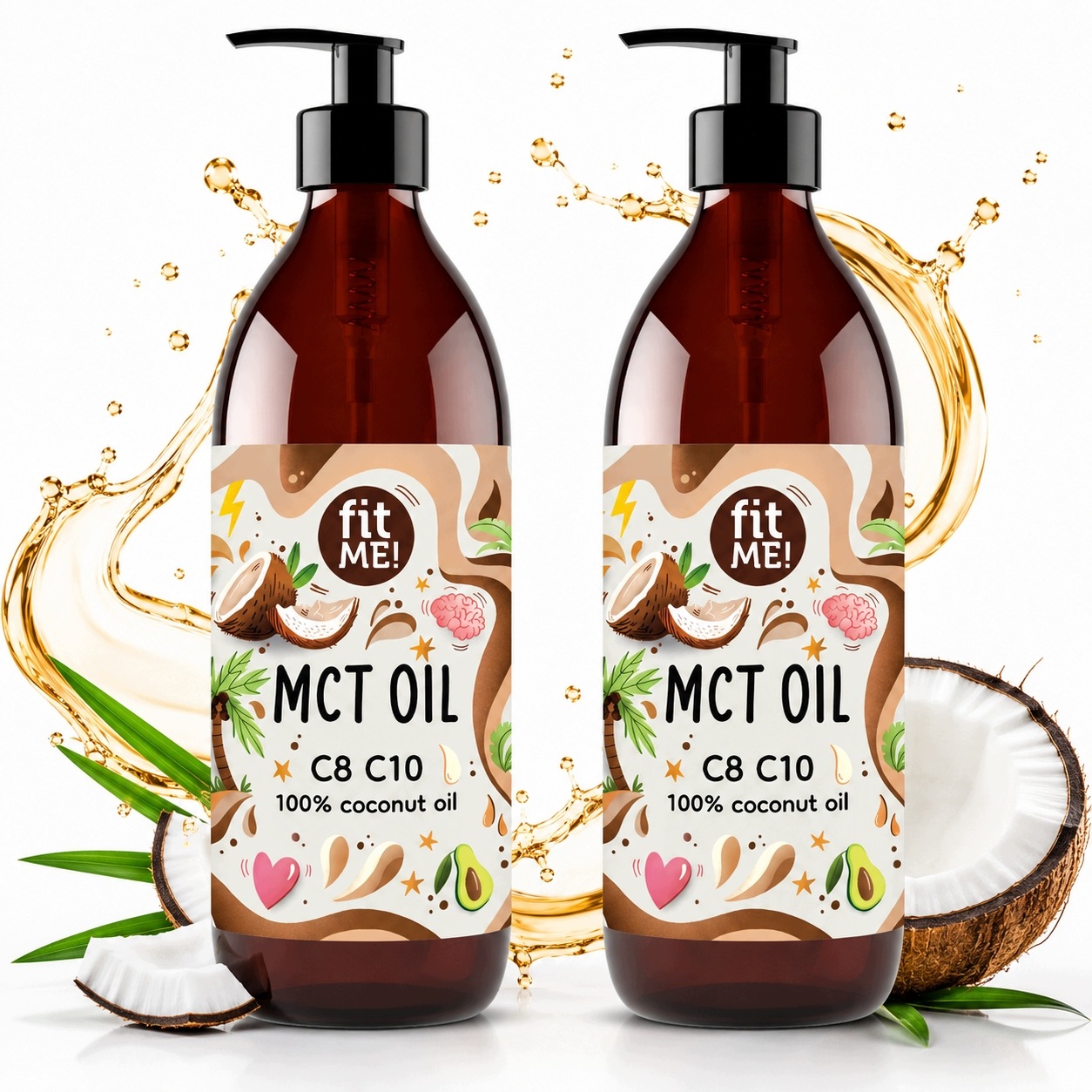 Mct olej z kokosu 100% kokosový keto C8+C10 sada 2 x 500 ml pumpičky