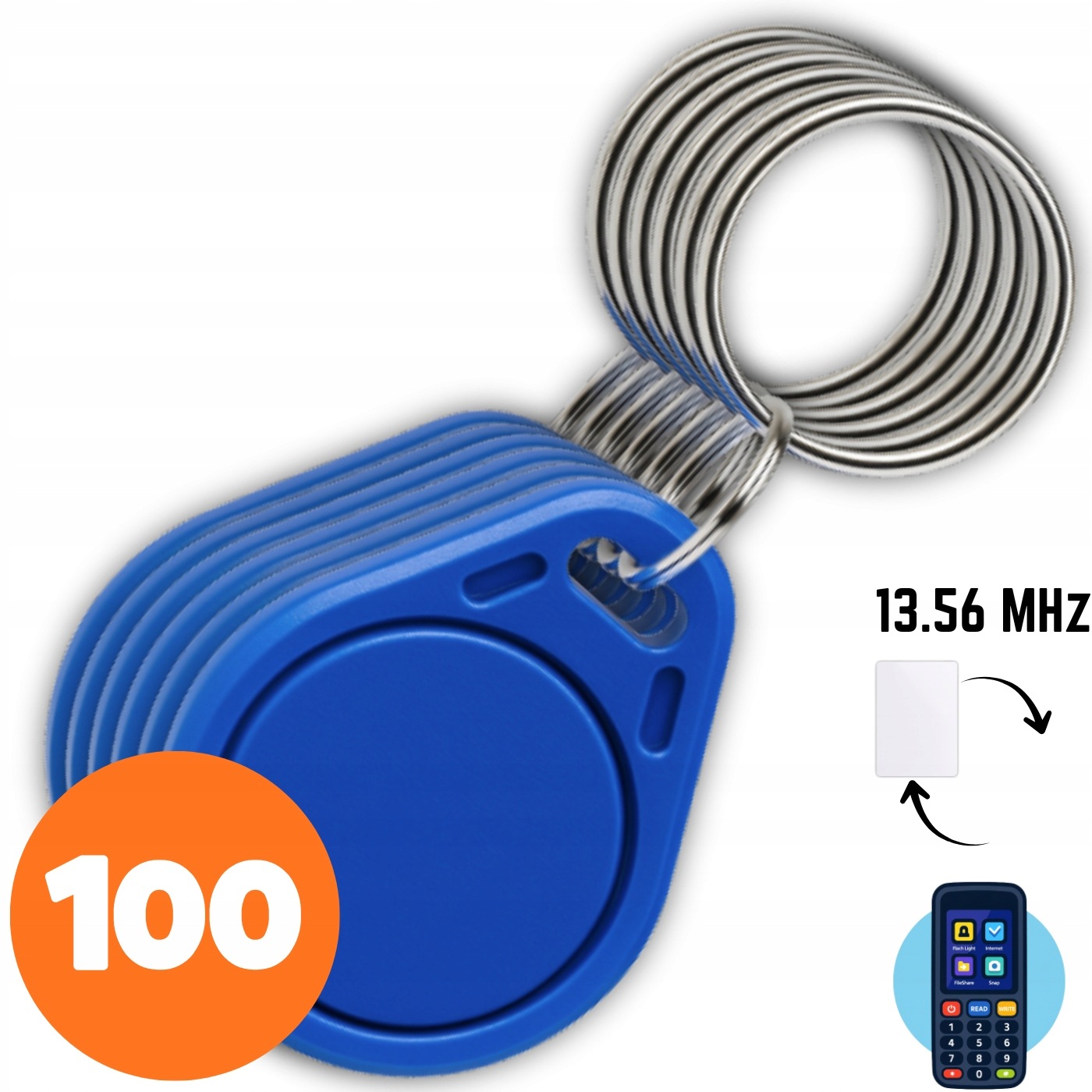 100 Ks Přívěsek Na Klíče Rfid Pastilka 13.56 MHz Mifare Programovatelná Kopírovatelná