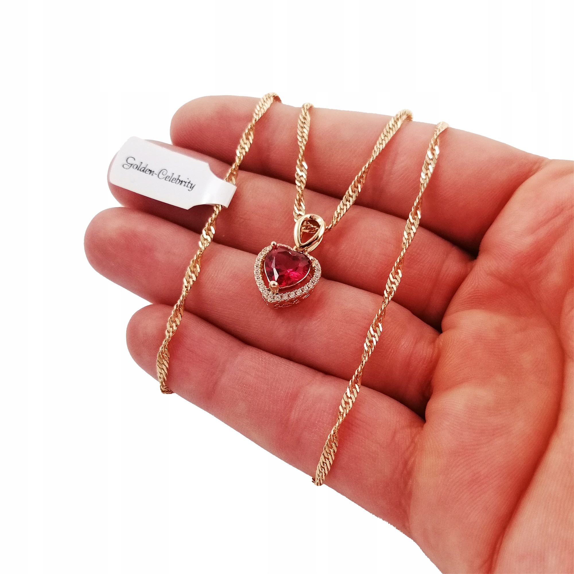 ARANY LÁNC + SZÍV MEDÁL PIROS 18K + AJÁNDÉK DEDIKÁLÁS Márka Golden Celebrity